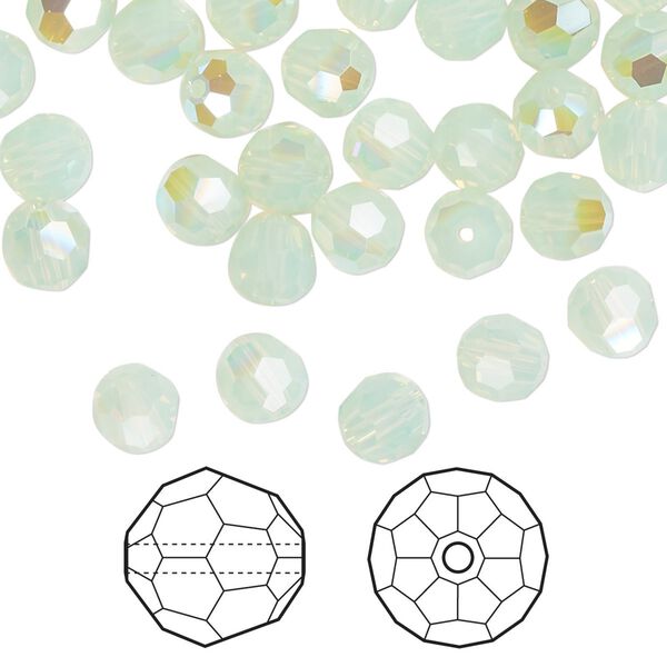 Bead 144pk chrysolite opal shimmer, Crystal Passions® 6mm round 5000 image number 0