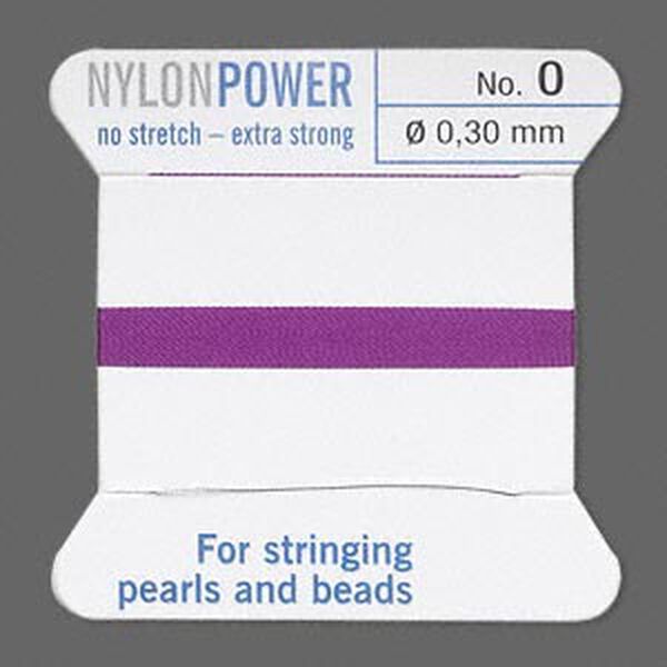 Thread, Griffin, nylon, amethyst purple, size #0. Sold per 2-meter card (approximately 78 inches). image number 0