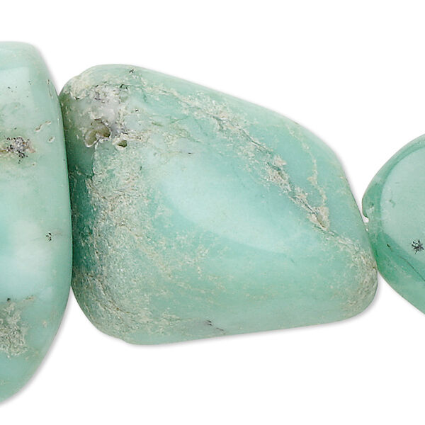 Bead, chrysoprase (natural), large tumbled nugget, Mohs hardness 6 to 6-1/2. Sold per 15-1/2" to 16" strand. image number 0