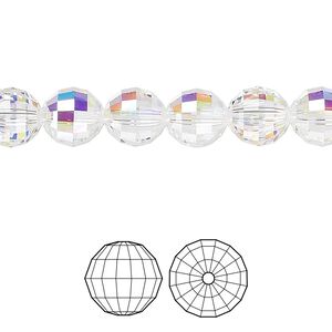 Bead 36pk crystal AB, Crystal Passions® 8mm chessboard round 5005