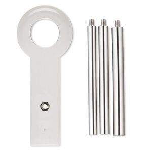 Jump ring maker, steel and acrylic, clear, 4 x 1-1/2 inch base with (3) 3-1/4 inch mandrel rods. Sold per 4-piece set.