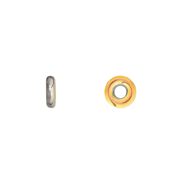 Bead, Czech pressed glass, clear vitrail, 8x2.5mm ring. Sold per pkg of 50. image number 0