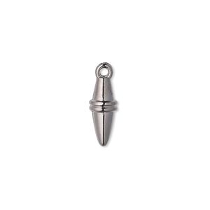 Drop, gunmetal-coated plastic, 15x6mm double cone. Sold per pkg of 6.