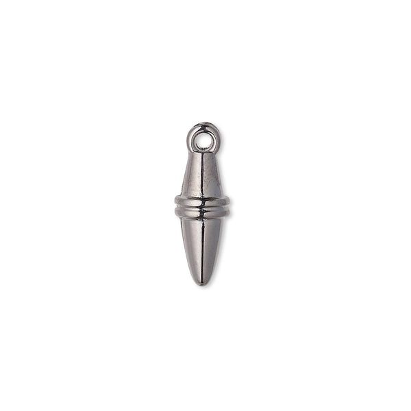 Drop, gunmetal-coated plastic, 15x6mm double cone. Sold per pkg of 6. image number 0