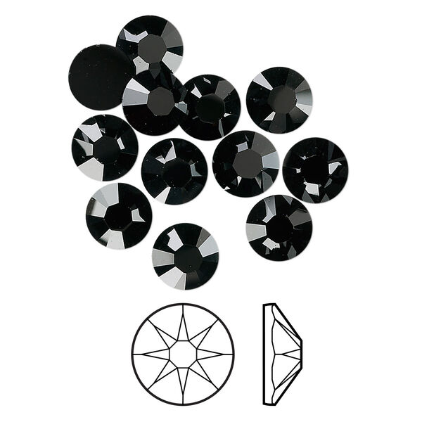 Flat back 12pk jet foil back, Crystal Passions® 7.07-7.27mm rose round SS34 2088 image number 0
