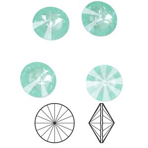 Chaton 4pk crystal soft mint ignite, Crystal Passions® 12mm rivoli 1122
