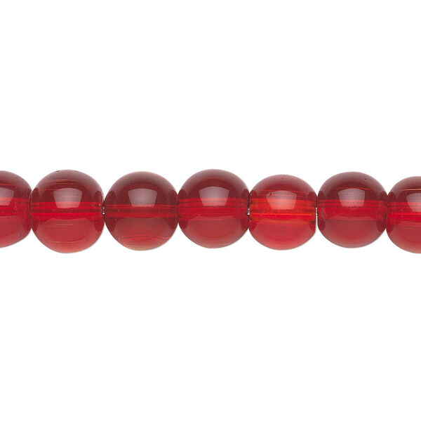 Bead, glass, red, 8mm round. Sold per 36-inch strand. image number 0