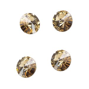 Chaton 48pk light Colorado topaz foil back, Crystal Passions® 10.54-10.91mm rivoli SS47 1122