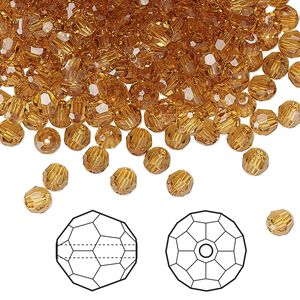 Bead 144pk golden topaz, Crystal Passions® 4mm round 5000