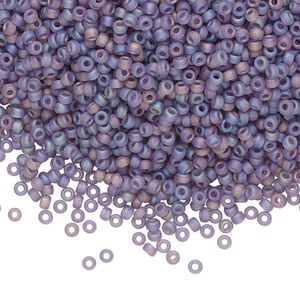 Seed bead, Miyuki, glass, pkg/250g, #11 rocaille, translucent matte rainbow light amethyst, (RR-157FR).