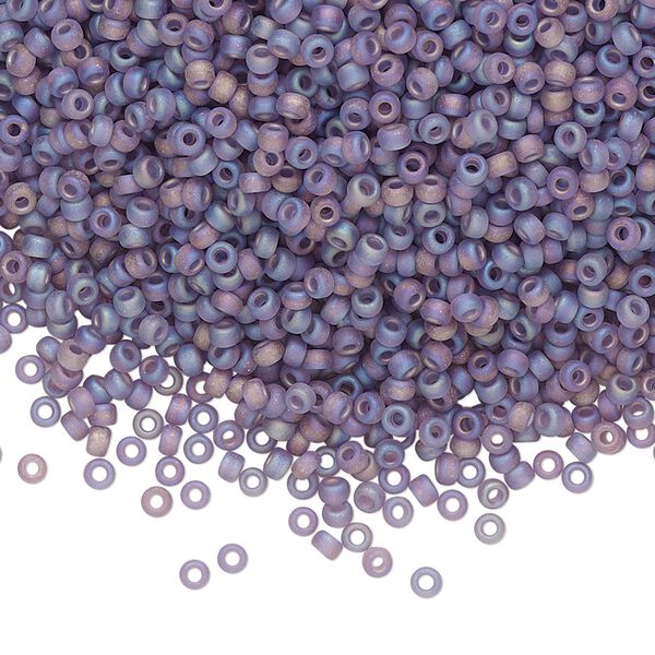 Seed bead, Miyuki, glass, pkg/250g, #11 rocaille, translucent matte rainbow light amethyst, (RR-157FR). image number 0