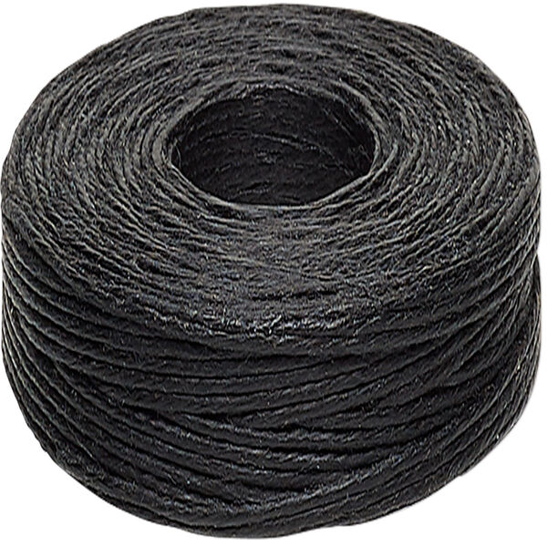 Cord, 4-ply waxed linen, black (dyed), 0.5-0.8mm, 40-pound test. Sold per 50-yard spool. image number 0