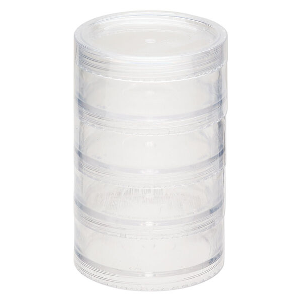 Organizer jar, Space Saver, plastic, clear, 2-3/4 x 1-1/4 inch round. Sold per 4-piece set. image number 1