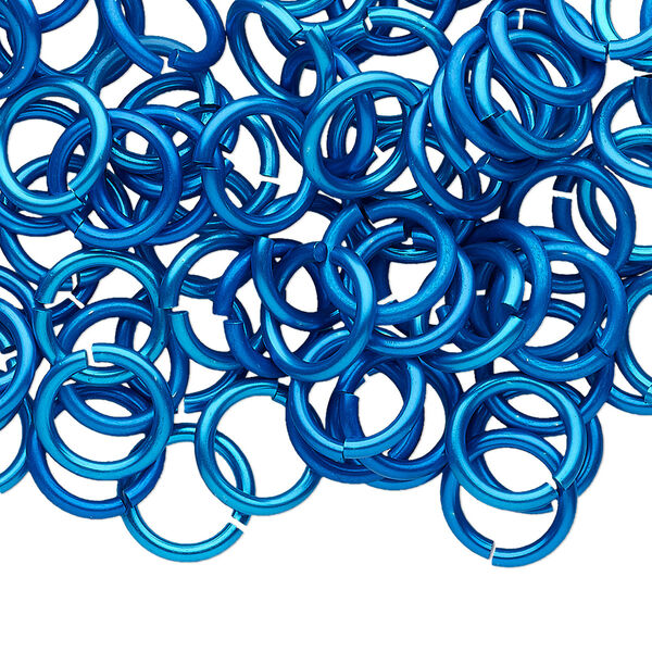 Jump ring, anodized tempered aluminum, light blue, 10mm round, 7.2mm inside diameter, 15 gauge. Sold per pkg of 100. image number 0