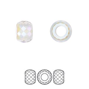 Bead 1pk crystal shimmer 2X, Crystal Passions® 11x7.75mm briolette XXL hole 5043