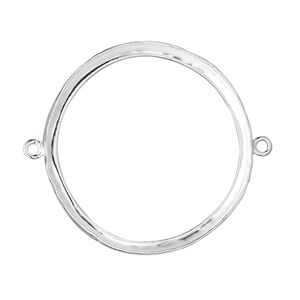 Link, fine silver, 31mm open-back round with 30mm round bezel cup setting. Sold individually.