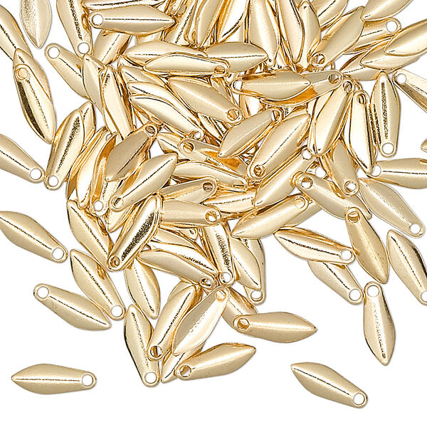 Drop, gold-plated brass, 9x3mm teardrop. Sold per pkg of 100. image number 0