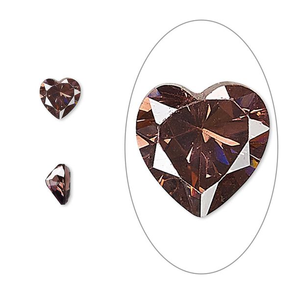 Gem, cubic zirconia, alexandrite purple, 6mm faceted heart, Mohs hardness 8-1/2. Sold per pkg of 2. image number 0