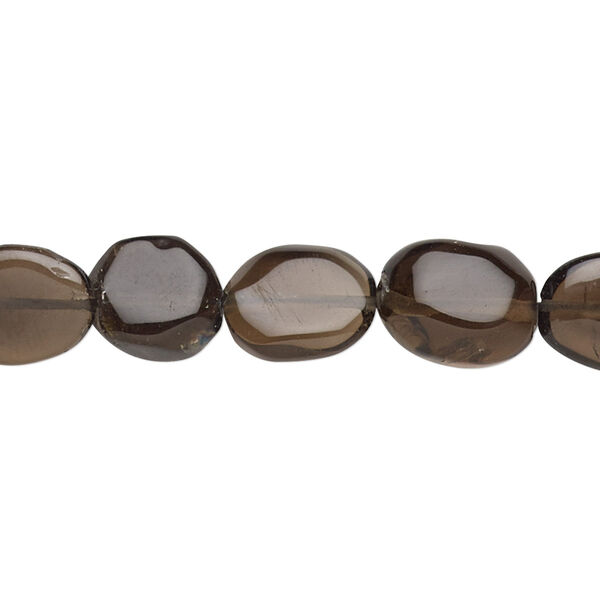 Bead, smoky quartz (heated / irradiated), 11x8mm-15x10mm hand-cut flat oval, C grade, Mohs hardness 7. Sold per 13-inch strand. image number 0