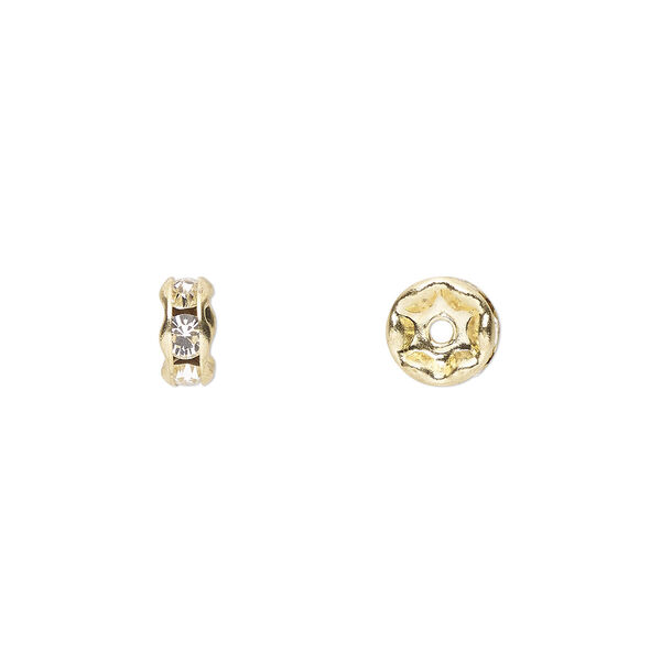 Bead 720pk crystal gold plate, Preciosa Czech crystal 6x3mm rondelle image number 0