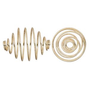 Bead cage, gold-plated steel, 23x17mm tapered oval. Sold per pkg of 10.