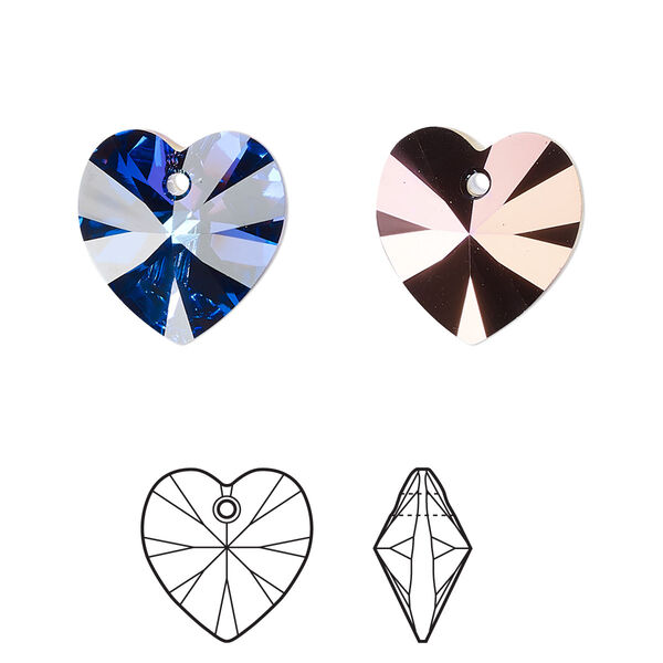 Drop 24pk crystal heliotrope, Crystal Passions® 14mm pendant heart 6228 image number 0