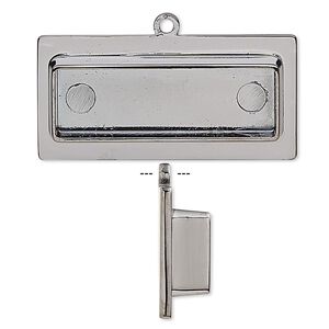 Focal, gunmetal-plated "pewter" (zinc-based alloy), 35x17mm rectangle with 29x9mm non-calibrated rectangle setting. Sold individually.