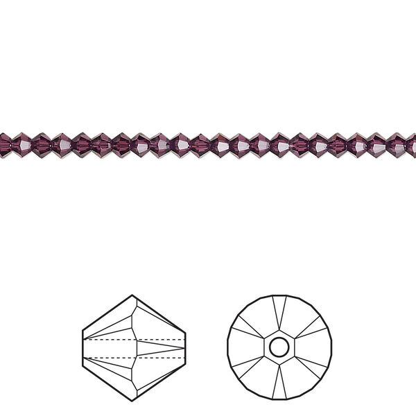 Bead 144pk amethyst, Crystal Passions® 2.5mm bicone 5328 image number 0