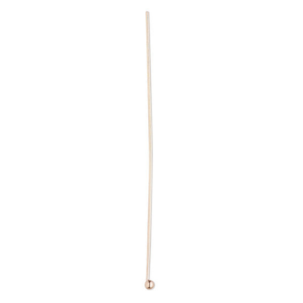 Head pin, 14Kt rose gold-filled, 1-1/2 inches with 1.5mm ball, 24 gauge. Sold per pkg of 10. image number 0