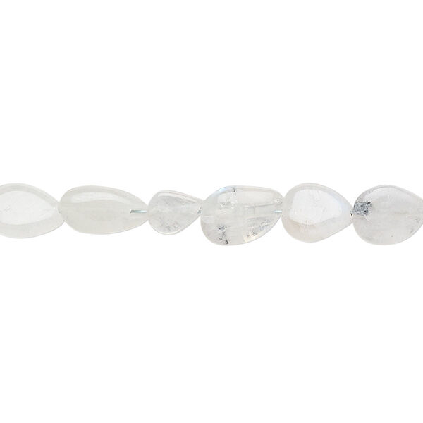 Bead, rainbow moonstone (natural), 6x4mm-12x6mm hand-cut flat teardrop, C- grade, Mohs hardness 6 to 6-1/2. Sold per 13-inch strand. image number 0