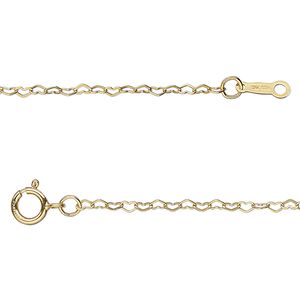 Chain, 14Kt gold-filled, 1.8mm flat heart cable, 18 inches with springring clasp. Sold individually.