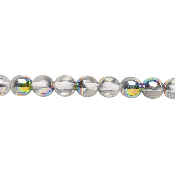 Bead, Czech glass druk, clear vitrail, 6mm round. Sold per 15-1/2" to 16" strand. image number 0