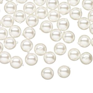 Bead druk Czech pearl-coated glass 60pk 6mm round, opaque white