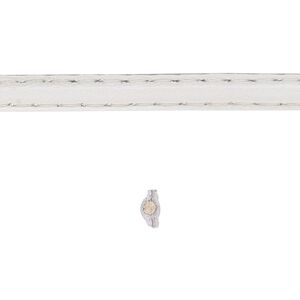 Cord, leather and cotton (dyed), white, 5-6mm double-stitched flat. Sold per 1-yard section.