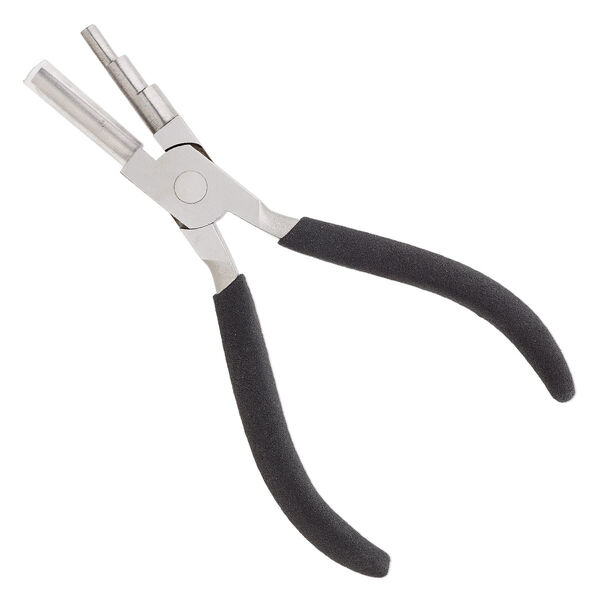 Pliers, wire-wrapping, stainless steel and PVC plastic, black, 6 inches. Sold individually. image number 0