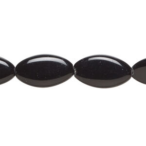 Bead 1pkg1 glass, opaque black, 17x9mm-18x10mm puffed marquise, 15 inches.