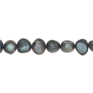 Freshwater 1pkg1, flat-sided potato pearl, 15 inch blue spruce 7-9mm cultured