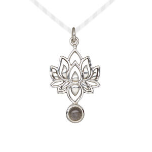 Labradorite / sterling silver 1pkg1, lotus drop natural antiqued 22.5x14.5mm