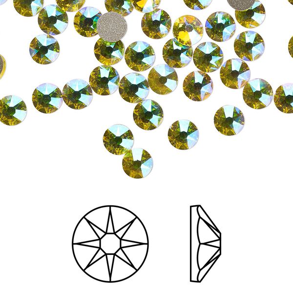 Flat back, Crystal Passions® crystal rhinestone, citrine shimmer, foil back, 3.8-4mm Xirius rose (2088), SS16. Sold per pkg of 144 (1 gross). image number 0