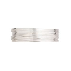 Wire, Argentium® silver, half-hard, round, 26 gauge. Sold per pkg of 5 feet.