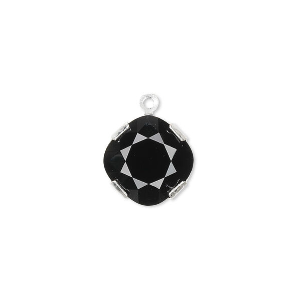 Drop 1pk jet rhodium plate, Crystal Passions® 13mm diamond 18704 image number 0