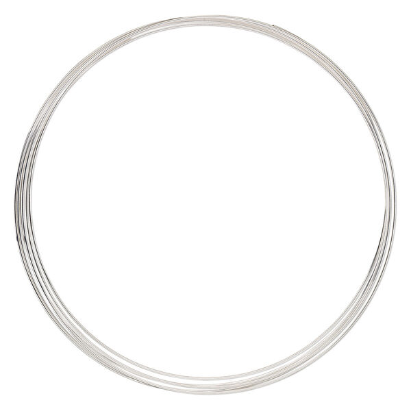 Memory wire, Beadalon®, silver-plated carbon steel, 4-5/8 inch round necklace, 1mm thick extra heavy duty. Sold per 0.5-ounce pkg, approximately 5 loops. image number 0
