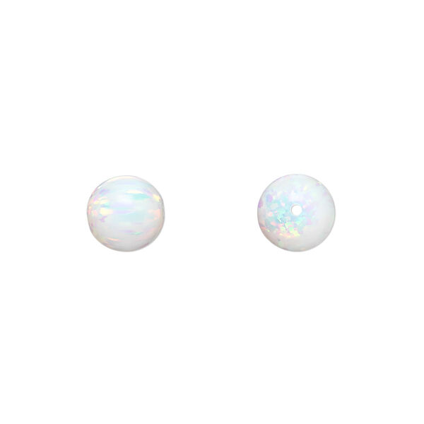Bead, "opal" (silica and epoxy) (man-made), white, 8mm round. Sold individually. image number 0