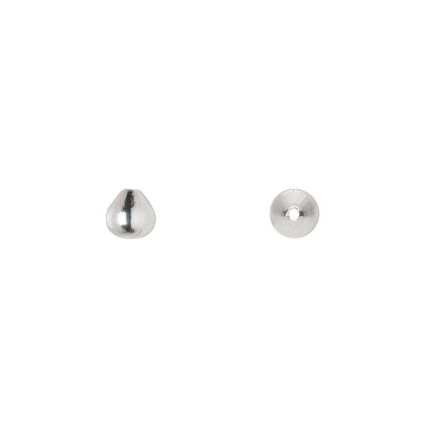 Bead, silver-plated brass, 5mm teardrop. Sold per pkg of 100. image number 0