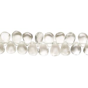 Green quartz 1pkg1, hand-cut top-drilled puffed teardrop bead 10 inch 6x4mm-9x5mm