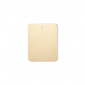 Drop, gold-finished brass, 20x15mm double-sided rectangle. Sold per pkg of 6.