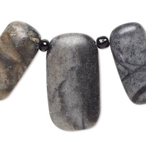 Picasso marble 1pkg3, puffed flat back rectangle drop natural 27x13mm-28x14mm / 32x19mm