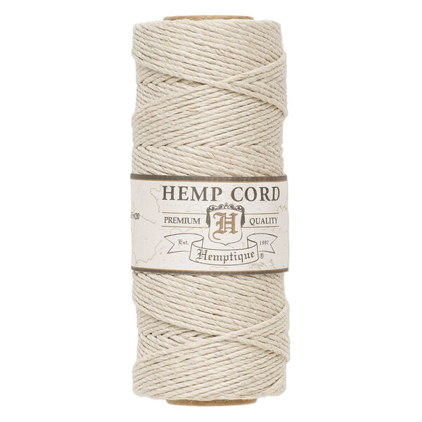 Cord, Hemptique®, polished hemp, natural, 1mm diameter, 20-pound test. Sold per 205-foot spool. image number 0