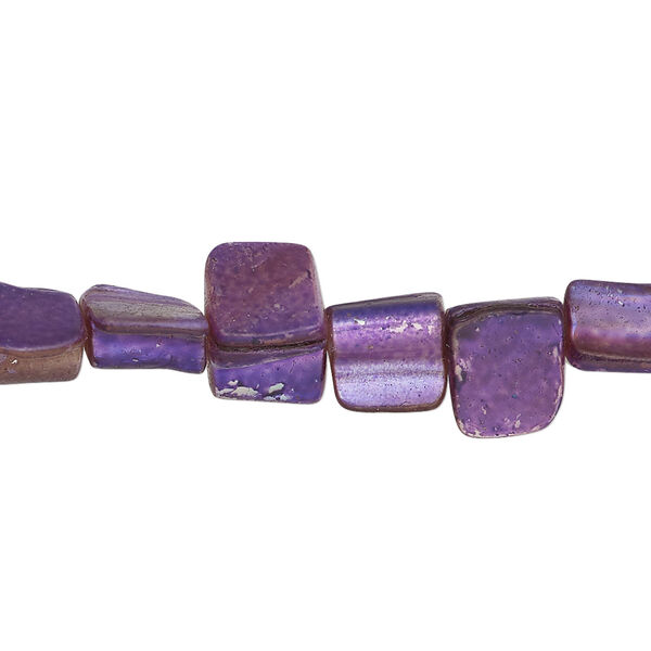 Mother-of-pearl shell 1pkg1, triangle tube bead 15 inch dark bright purple 7x7mm-12x9mm image number 0
