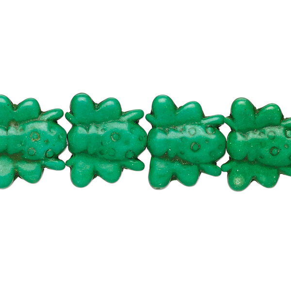 Bead, "turquoise" (resin) (imitation), apple green, 16x14mm carved bee. Sold per 15-inch strand. image number 0